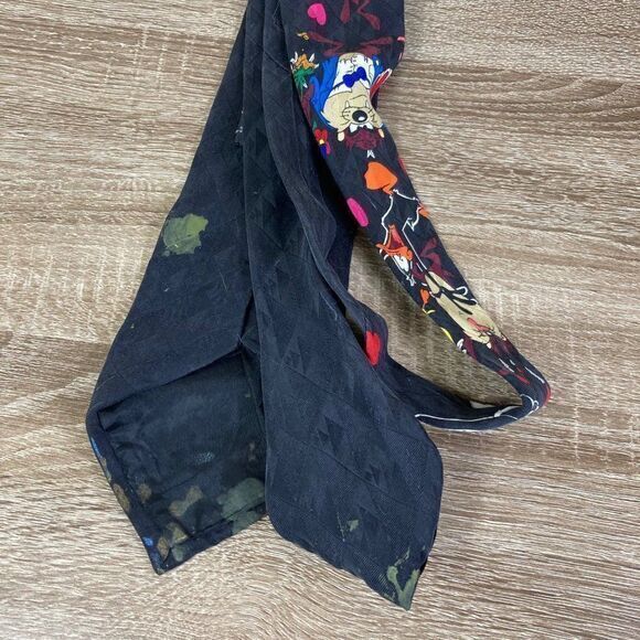 Vintage Looney Tunes Mania Neck Tie Necktie 1995 Mens Silk Black Daffy Taz OS - Picture 6 of 10